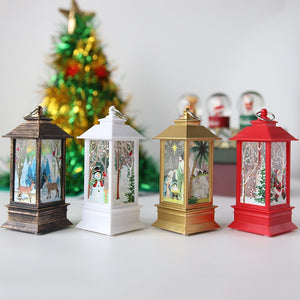 Eaiser Christmas Lantern Elderly Snowman Lantern Dream Night Light Flame Candle Decoration Candle Holder Desktop Decoration Xmas Gifts