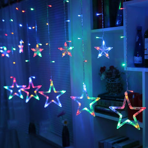 New Year Star Curtain Lights Christmas Decorations for Home Christmas Ornaments Christmas Window Decoration Merry Christmas Gift
