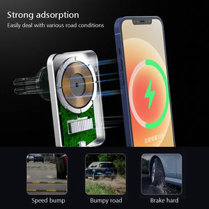 15W Magnetic Wireless Car Charger Mount Adsorbable Phone For iPhone 13 12 Pro Max Mini adsorption Fast Wireless Charging Holder