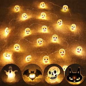 Eaiser Halloween Decorations Lights Pumpkin Spider Bat Skull String Light Battery Operated For Indoor Halloween Party Decor For Home