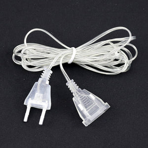 Eaiser 220V Transparent Power Extension Cord 3M 5M EU String Wire AC Standard Switch Cable LED Lamp For Christmas New Year String Light