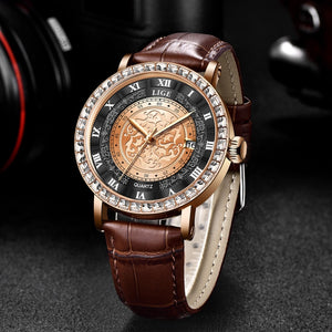 Eaiser    Top Brand Luxury Quartz Wristwatch Business Fashion Leather Band Mens Watches Ultra Thin Clock Drop Shipping with Gift Box