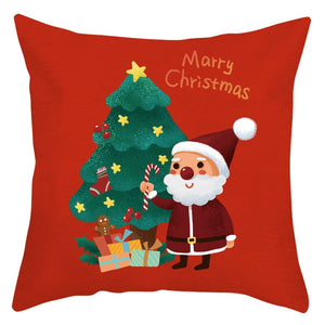 Eaiser Red Christmas Decorations Cushion Cover Snowman Santa Claus Car Tree Pillowcase Noel Navidad Ornament Happy New Year