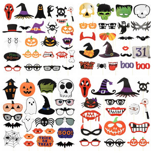 Eaiser Halloween Photo Booth Props DIY Pumpkin Ghost Witch Lips Glasses Mask Photobooth Accessories Halloween Party Decoration Supplies