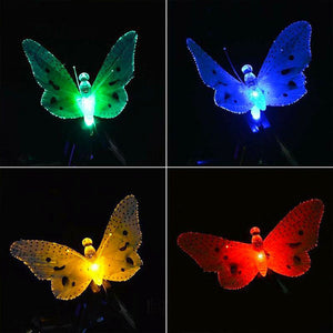 Eaiser 12 Led Solar Powered Butterfly Fairy Lights String Outdoor Garden Holiday Christmas Decoration Lamp Fiber Optic Waterproof New