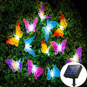 Eaiser 12 Led Solar Powered Butterfly Fairy Lights String Outdoor Garden Holiday Christmas Decoration Lamp Fiber Optic Waterproof New