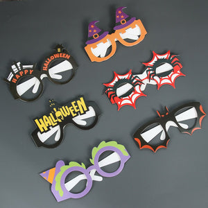 Eaiser 6Pcs Halloween Paper Glasses Cosplay Eyeglasses Spider Bat Shape Novelty Eyeglass Halloween Costume Party Decorations For Home