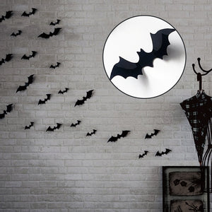 Eaiser  Halloween 3D Black Bat Spider Wall Stickers Door Window Decor Ghost Festival Scene Layout Happy Helloween Party Decor