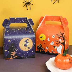 Eaiser Halloween 4Pcs Halloween Candy Box Sweets Gift Packaging Boxes Trick Or Treat Ghost Witch Spider Paper Bags Halloween Party Decor Supplies