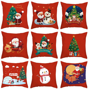Eaiser Red Christmas Decorations Cushion Cover Snowman Santa Claus Car Tree Pillowcase Noel Navidad Ornament Happy New Year