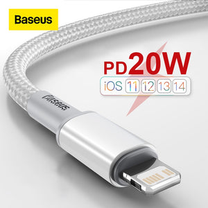 Baseus 20W USB C Cable for iPhone 13 12 11 Pro Max XR 8 PD Fast Charging for iPhone Charger Cable for MacBook iPad Type C Cable