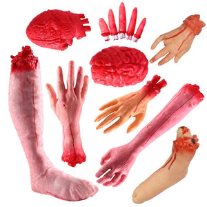 Eaiser Halloween Horror Props Bloody Fake Arm Creepy Broken Finger Foot Scary Red Heart Brain Halloween Party Haunted House Bar Decor