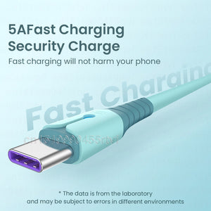 USB Type C Cable 5A Fast Charging USB C Cable for Huawei Data Cord Charger USB Type C Cable For Xiaomi POCO X3 M3 Samsung 1/2M