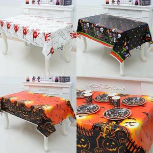 Eaiser Halloween Tablecloth Pumpkin Spider Plastic Table Cover Happy Halloween Party Decoration For Home Festival Horror Party Supplies