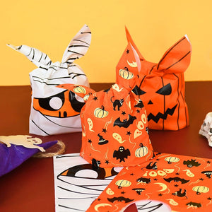 Eaiser 25/50Pcs Halloween Candy Bags Pumpkin Bat Snack Biscuit Gift Bag Trick Or Treat Kids Favors Halloween Party Decoration Supplies