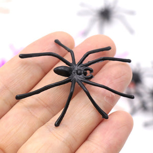 Eaiser 50Pcs Long-Footed Spider Halloween Decor Props Horror Black Spider Trick Toys Haunted House Cobweb Bar Party Decoration Supplies