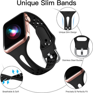 Eaiser  Silicone Sport Band For Apple Watch Strap 41Mm 45Mm 40Mm 44Mm 38Mm 42Mm Hollow Breathable Bracelet Iwatch Series 7 6 5 4 SE