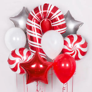 Eaiser 1Set Merry Christmas Balloons Big Christmas Cane Lollipop Foil Balloon Red Green Globos For Xmas New Year Party Home Decoration
