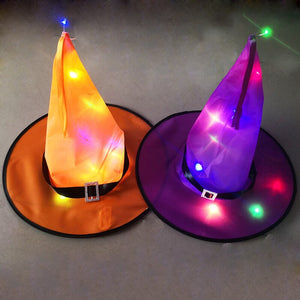 Eaiser 6Pcs Unisex Halloween Witch Hat With LED Lights Kids Adults Halloween Party Cosplay Costume Props Decoration Black Wizard Cap