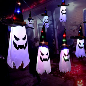 Eaiser Halloween LED Flashing Light Hanging Ghost Halloween Party Dress Up Glowing Wizard Hat Lamp Horror Props Home Bar Decoration