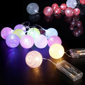 Eaiser 1LED Cotton Ball Garland String Lights Christmas Fairy Lighting Strings For Outdoor Holiday Wedding Xmas Party Home Decoration