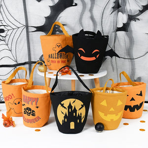 Eaiser Halloween 1Pc Halloween Party Trick Or Treat Tote Bags Kids Favors Candy Bag For Happy Halloween Candy Storage Bucket Portable Gift Basket