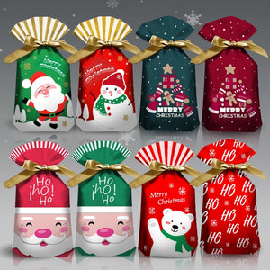 Eaiser 50Pcs Christmas Gift Cartoon Bag Christmas Party Gift Bag Gift Box Candy Biscuit Bag Navidad Decoration Children Birthday Party