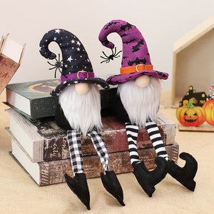 Eaiser 1Pc Halloween Decor Black Spider Hat Long Legs Faceless Doll Halloween Party DIY Decoration For Home Table Wizard Doll Ornaments