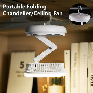 Eaiser   USB Charging Foldable Table Fan Wall Mounted Hanging Ceiling Fan with LED Light 4 Speed Adjustable For Home Room Air Cooler Fan