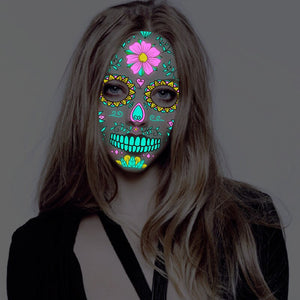 Eaiser  New Halloween Luminous Face Tattoo Sticker Ghost Festival Scar Tattoo Stickers Body Art For Women Halloween Party Decor