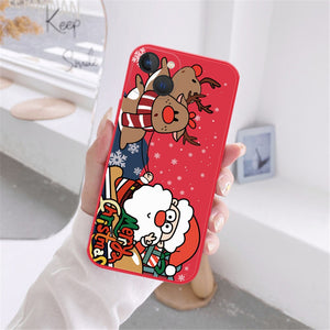 Eaiser Luxury Christmas And New Year Gift Red Phone Cover For Iphone 11 12 13 14 Pro Max X XR XS Max 7 8 14 Plus 13Mini Soft TPU Case