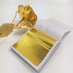 Eaiser 100 Sheets Imitation Gold Silver Foil Paper Leaf Gilding DIY Art Craft Paper Birthday Party Wedding Cake Dessert Decorations