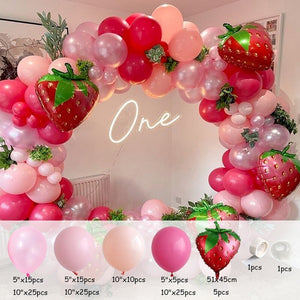 Eaiser 127Pcs Strawberry Party Decoration Balloon Garland Arch Kit for Girls 1st Birthday Party Decorations Strawberry Theme Balloons