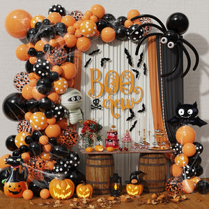 Eaiser Halloween Decoration Balloons Garland Arch Kit Black Orange Latex Globos Spider Skull Foil Balloon Halloween Party Supplies