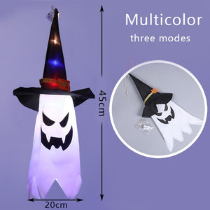 Eaiser LED Halloween Decoration Flashing Light Gypsophila Ghost Festival Dress Up Glowing Wizard Ghost Hat Lamp Decor Hanging Lantern