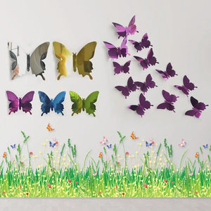 Eaiser -12pcs 3D Butterfly Mirror Wall Sticker Decal Removable DIY Art Party Wedding Decoration Kids Room Home Decor Crystal Sticker