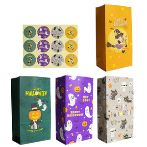 Eaiser 24Set Halloween Candy Packaging Bags Pumpkin Spider Gift Biscuit Bag Paper Favor Boxes With Stickers Halloween Party Decoration