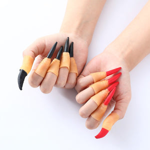 Eaiser 10/20Pcs Halloween Fake Black Red Witch Rubber Finger Cover With Long Nails Zombie Fingers Halloween Horror Cosplay DIY Props