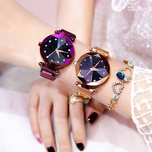 Eaiser Luxury Starry Sky Stainless Steel Mesh Bracelet Watches For Women Crystal Analog Quartz Wristwatches Ladies Sports Dress Clock
