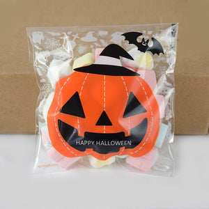 Eaiser Halloween 50/100Pcs Halloween Candy Bag Trick Or Treat Pumpkin Ghost Printed Biscuit Snack Cookie Bags Gift Pacakging Halloween Supplies 7