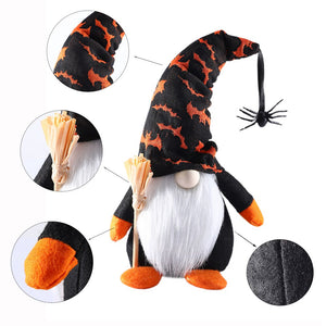 Eaiser Halloween Decorations Cute Gnome Faceless Plush Doll With Spider Broom Decor Halloween Party Home Ornament Kids Gifts