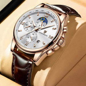 Eaiser      New Mens Watches LIGE Top Brand Luxury Genuine Leather Casual Quartz Watch Sport Waterproof Clock Watch Relogio Masculino