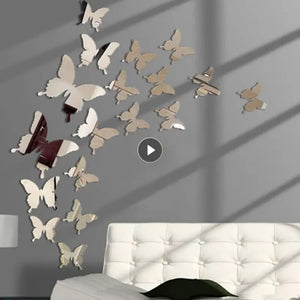 Eaiser -12pcs 3D Butterfly Mirror Wall Sticker Decal Removable DIY Art Party Wedding Decoration Kids Room Home Decor Crystal Sticker