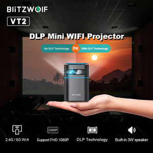 BlitzWolf BW-VT2 DLP Mini WIFI Projector 1080P Hand Cinema Movie Video Mini Led Projector 4K Wireless Home Cinema 1080P