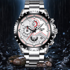Eaiser       Fashion Mens Watches Top Luxury Brand Full Stainless Steel Waterproof Quartz Watch Men Chronograph Clock Relogio Masculino