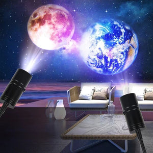 Eaiser  Star Projector 2 In 1 Earth Moon Projection Lamp Galaxy Light Projector Background Atmosphere Night Light For Bedroom Decor