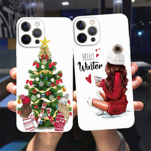 Eaiser Christmas Merry Santa Elk Phone Cover For Iphone 11 12 13 14 Pro Max X XR Xsmax 7 8 14 Plus 13Mini White Soft Silicone TPU Case