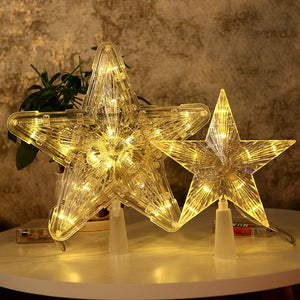 Christmas Tree Top Star Light Christmas Tree Decorations Battery-operated Garland New Year Christmas Decorations for Home Noel