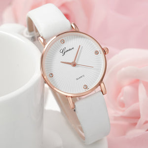 Eaiser  New Fashion Luxury Brand Women's Watch White Leather Simple Quartz Wristwatch Butterfly Bracelet Set