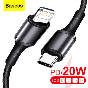Baseus 20W PD USB Type C Cable for iPhone 13 12 Pro Xs Max Fast Charging Charger for MacBook iPad Pro Type-C USBC Data Wire Cord